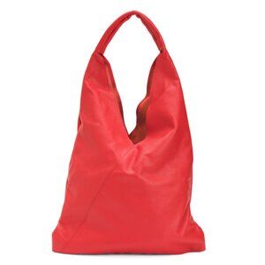 MARLON Red Made In Italy Leather Large Slouchy Hobo